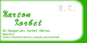 marton korbel business card